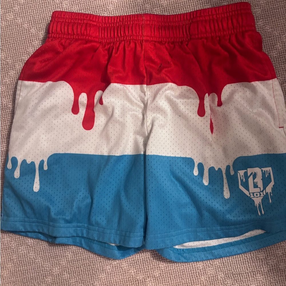Baseball Lifestyle 101 Kids Red White and Blue popsicle Athletic Shorts